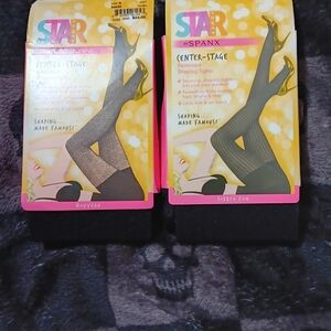 2 SPANX Center-Stage Patterned Shaping Tights - Black